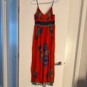 Anthropologie NEW MAEVE Floral Red Maxi Dress